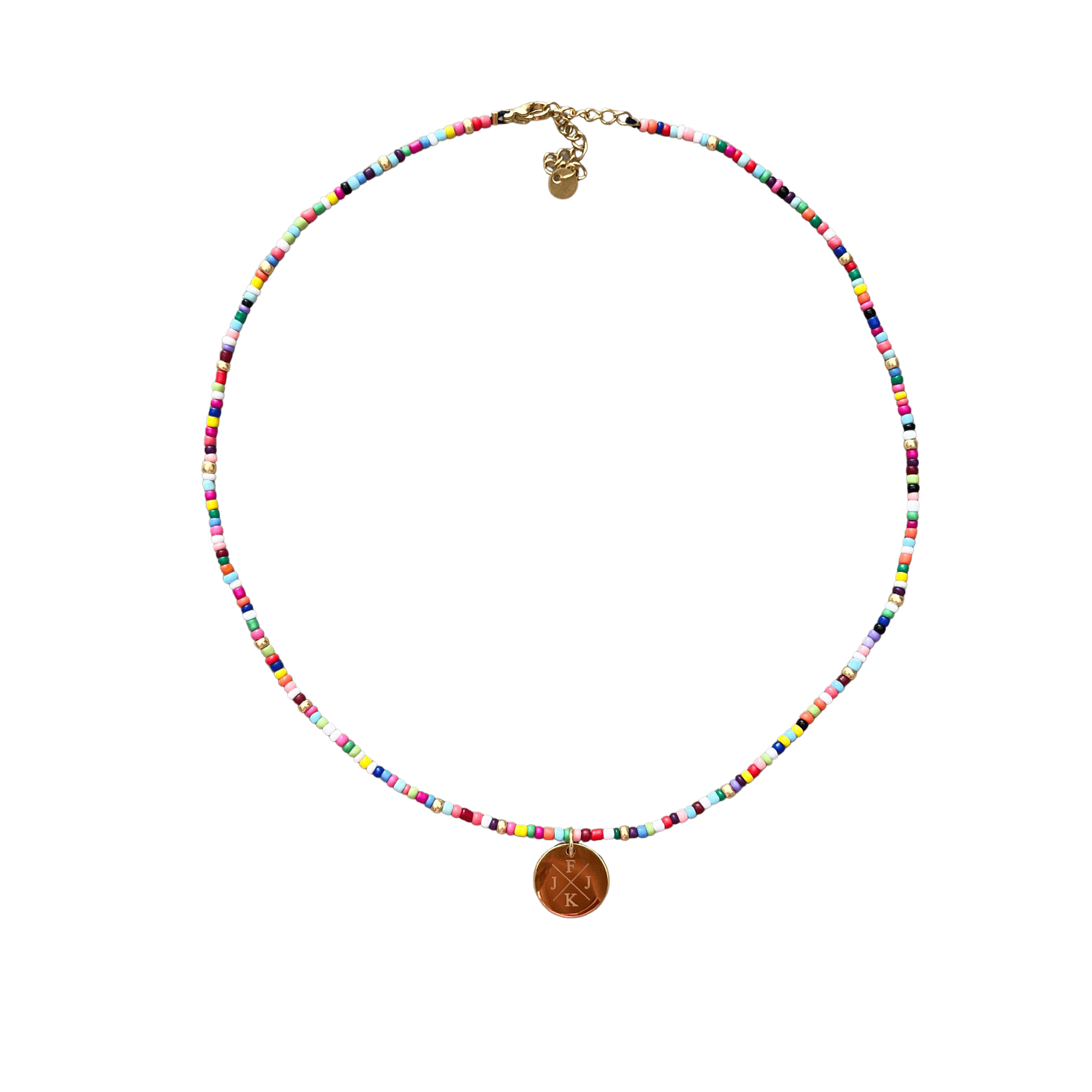 beaded initial coin necklace