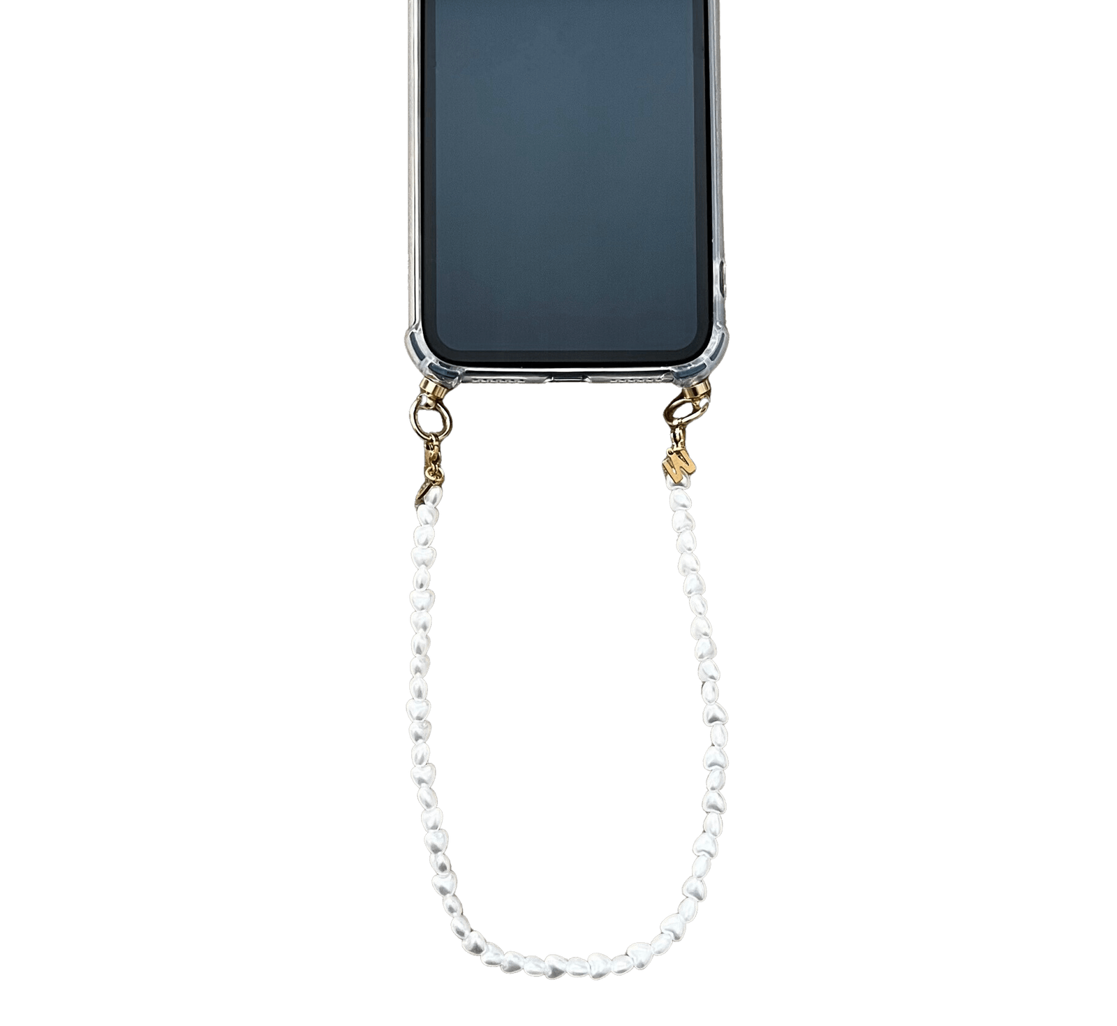 Initial Phone cord pearl hearts with Phone Case (shockproof)