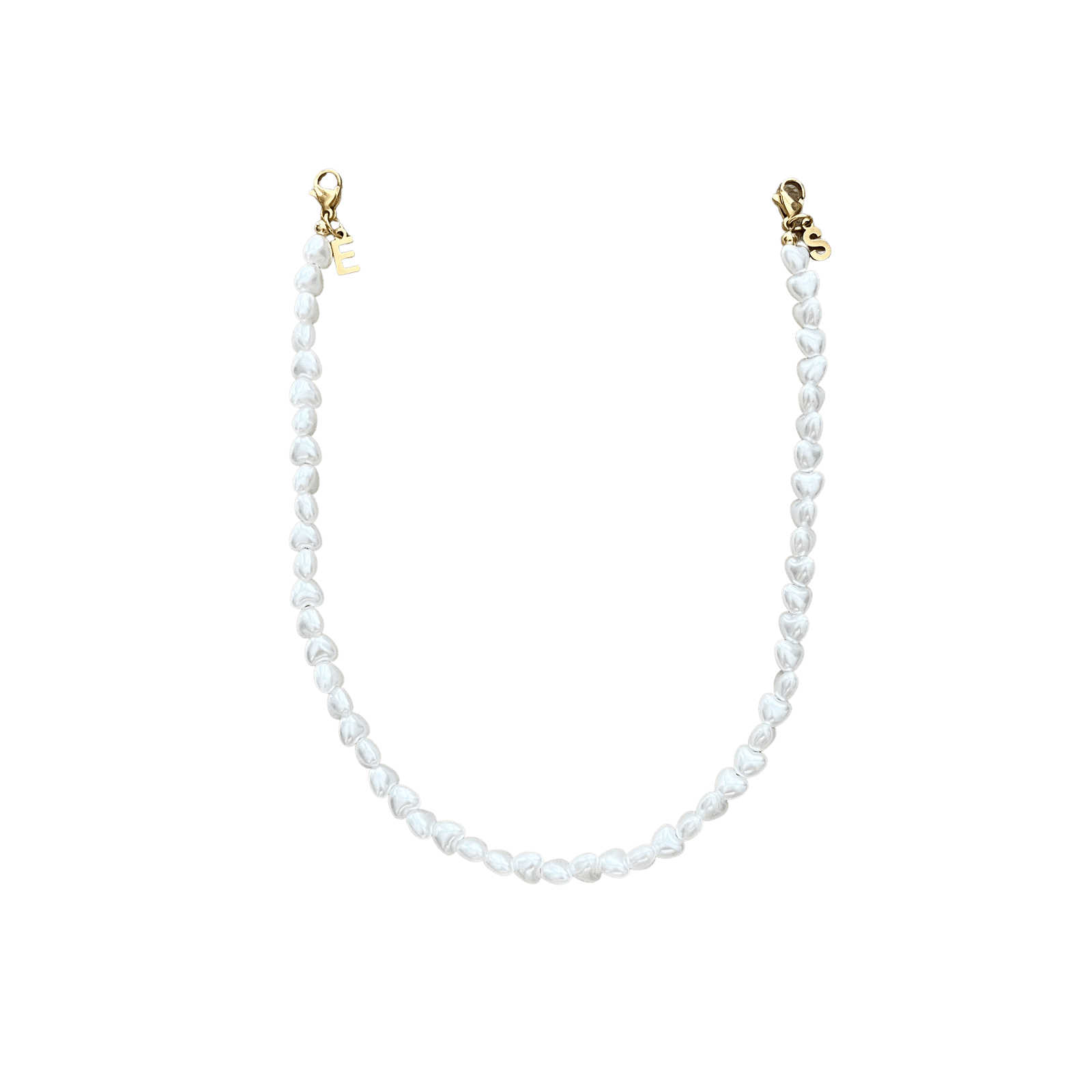 Initial Phone cord pearl hearts