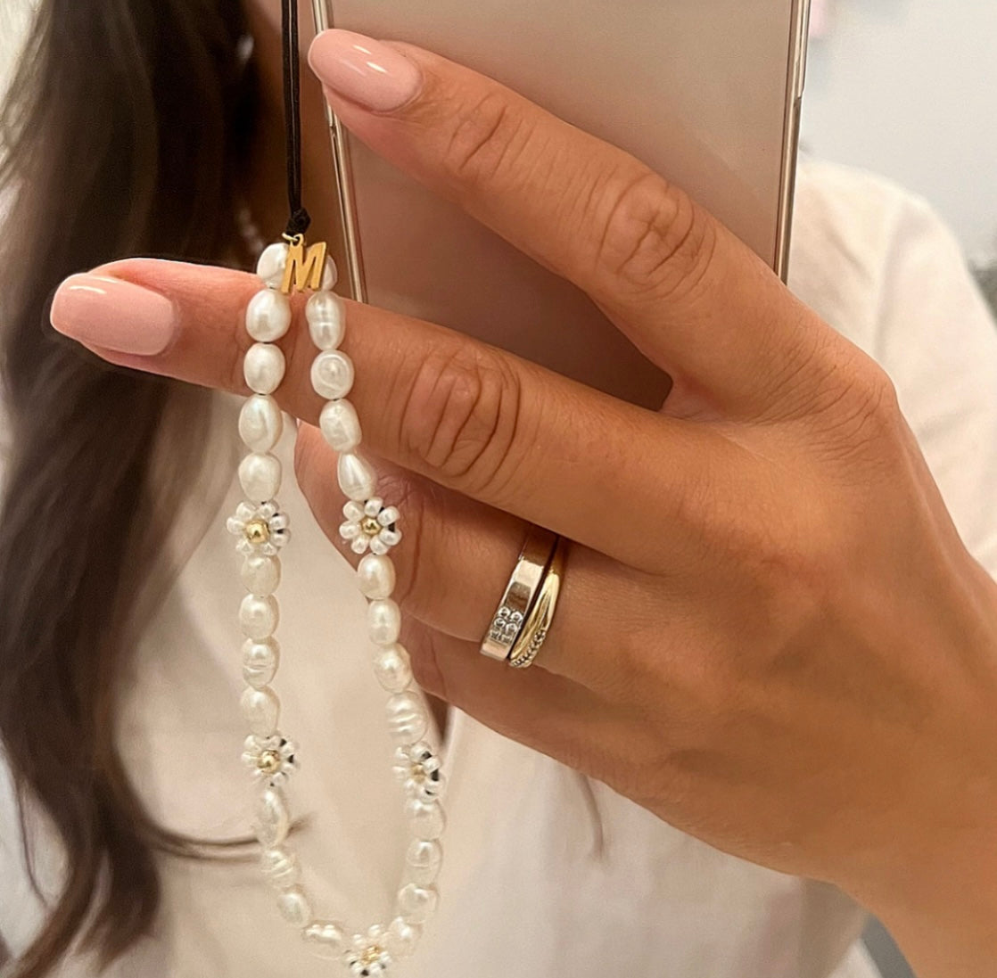 phone charm pearls