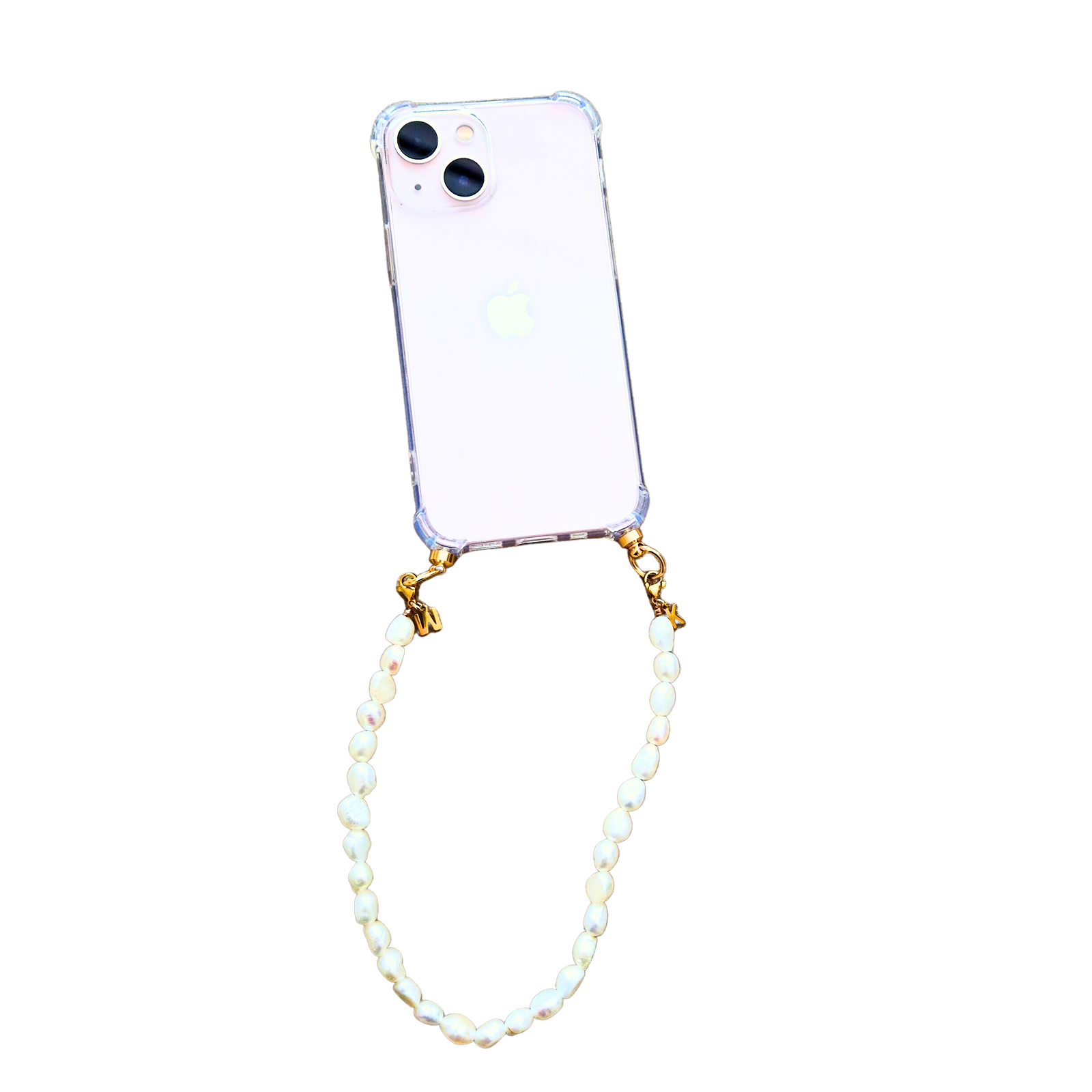 Initial Phone cord freshwater pearls with Phone Case
