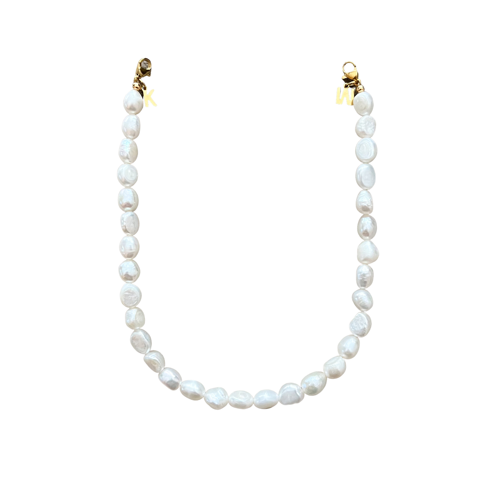 Initial Phone cord freshwater pearls