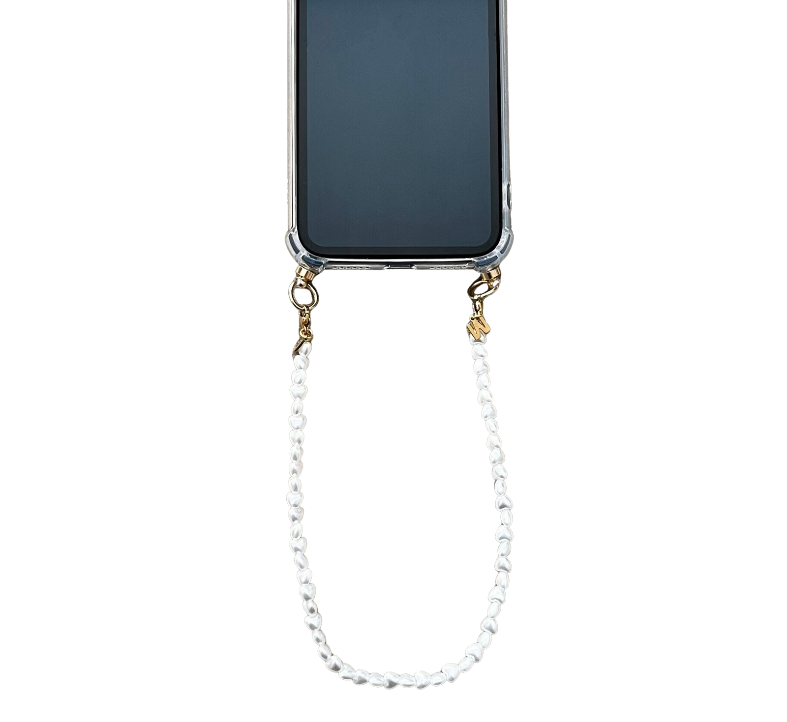 Initial Phone cord pearl hearts with Phone Case (shockproof)